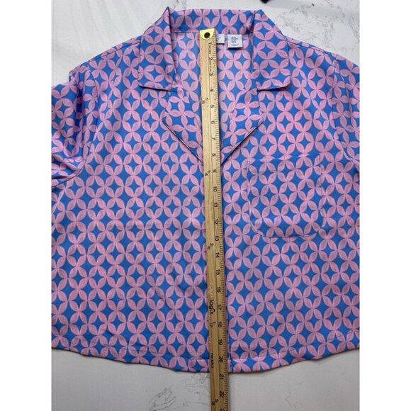 Sigrid Olsen Sleepwear Women Medium Pink Blue Button Pajama Top Only India - Picture 5 of 10